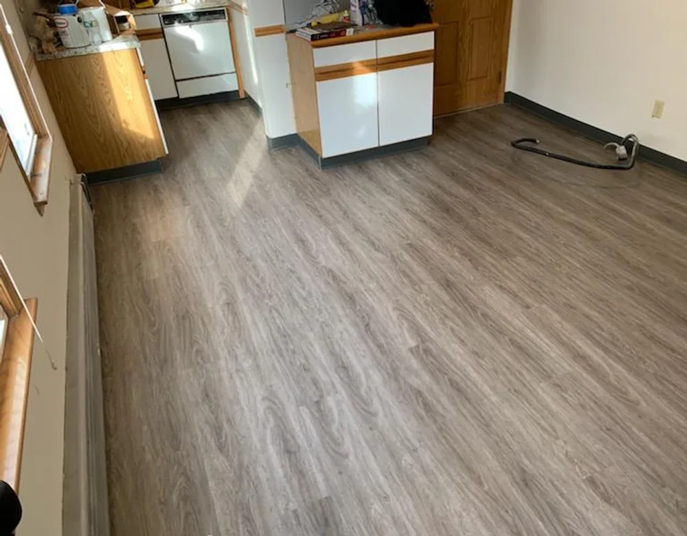 Gray LVP kitchen flooring project in Connecticut